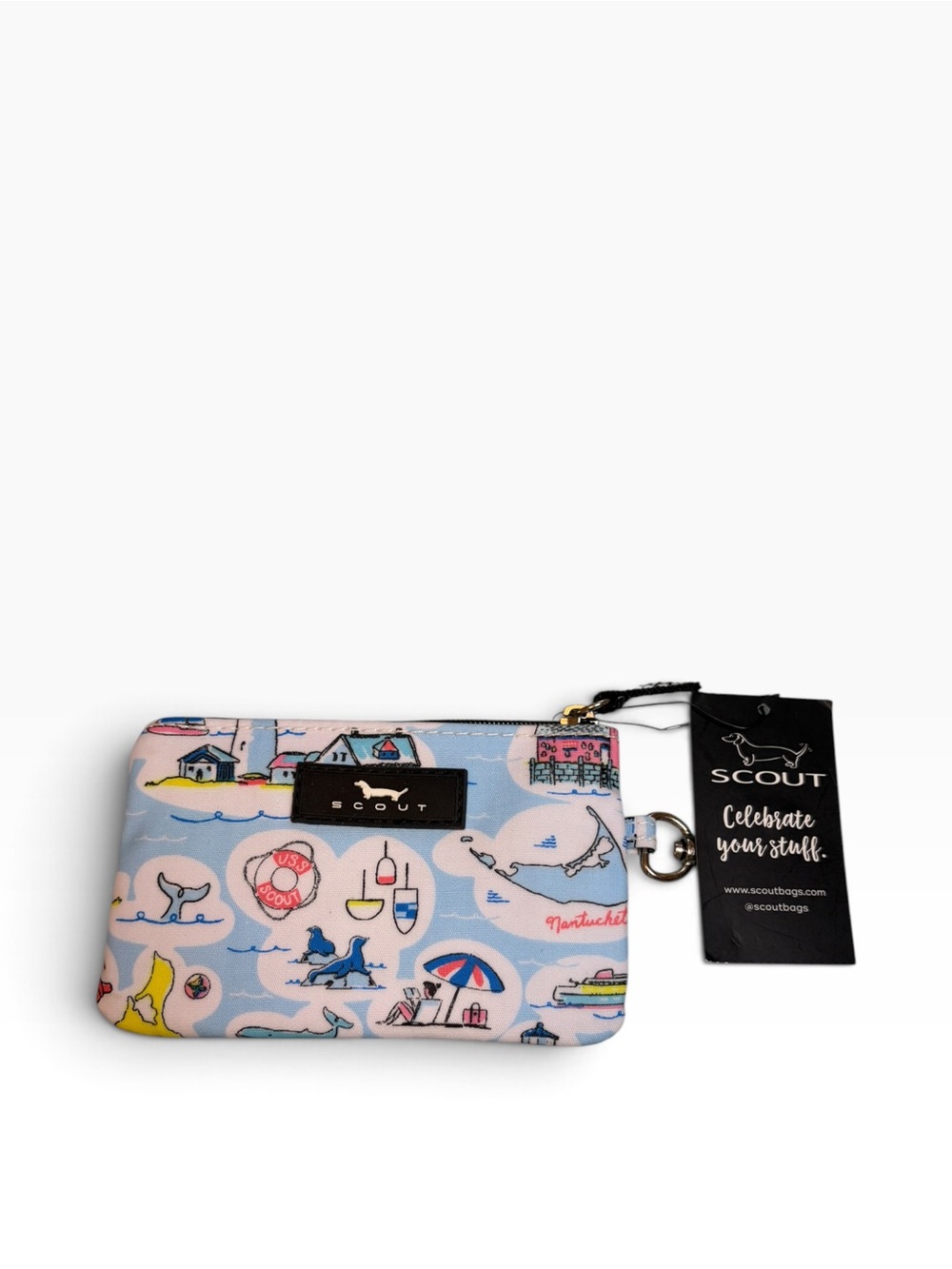 SCOUT Ocean Nantucket Boat Print IDKASE Keychain Card Case ID Holder Wallet